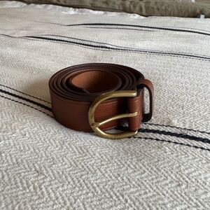 Madewell genuine cognac leather belt large brass buckle